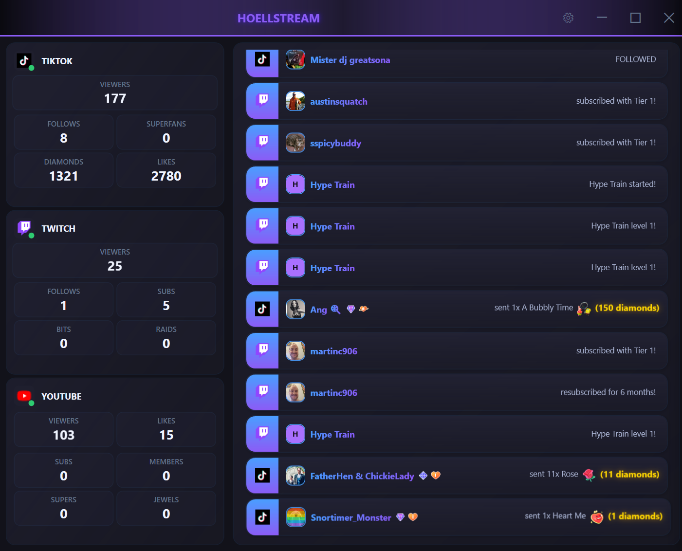 HoellStream's stream events window